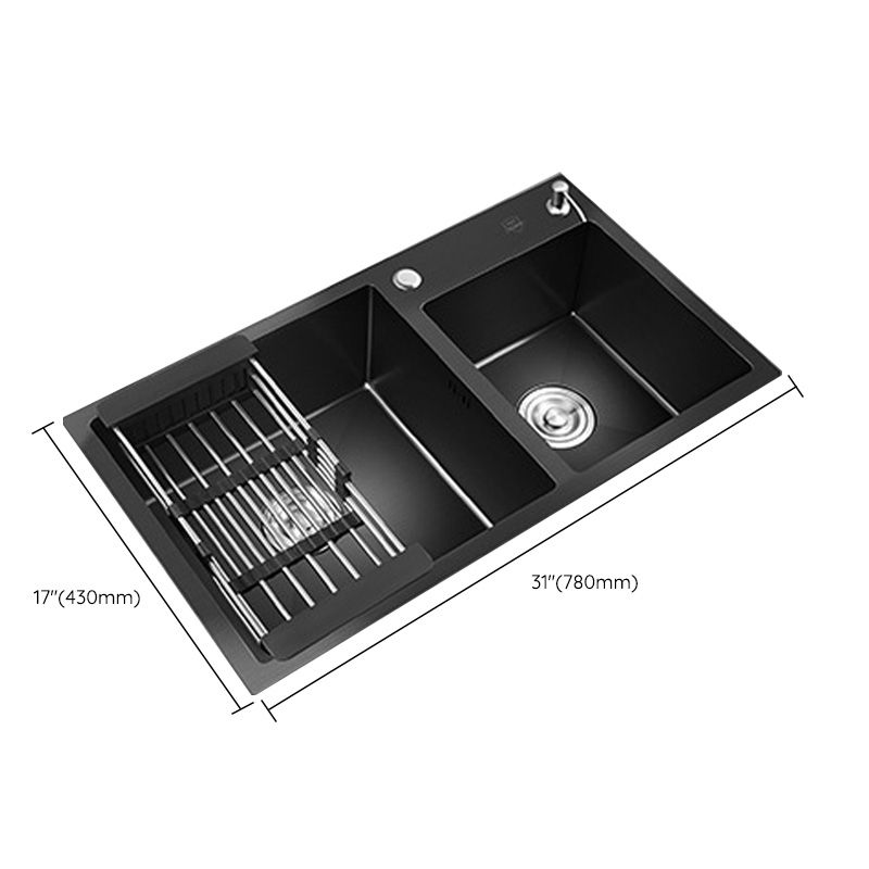 Single Bowl Black Kitchen Sink with Drain Assembly Drop-In Contemporary Sink Clearhalo 'Home Improvement' 'home_improvement' 'home_improvement_kitchen_sinks' 'Kitchen Remodel & Kitchen Fixtures' 'Kitchen Sinks & Faucet Components' 'Kitchen Sinks' 'kitchen_sinks' 1200x1200_35e3299a-28dd-4bbc-855d-aa08c9c55289