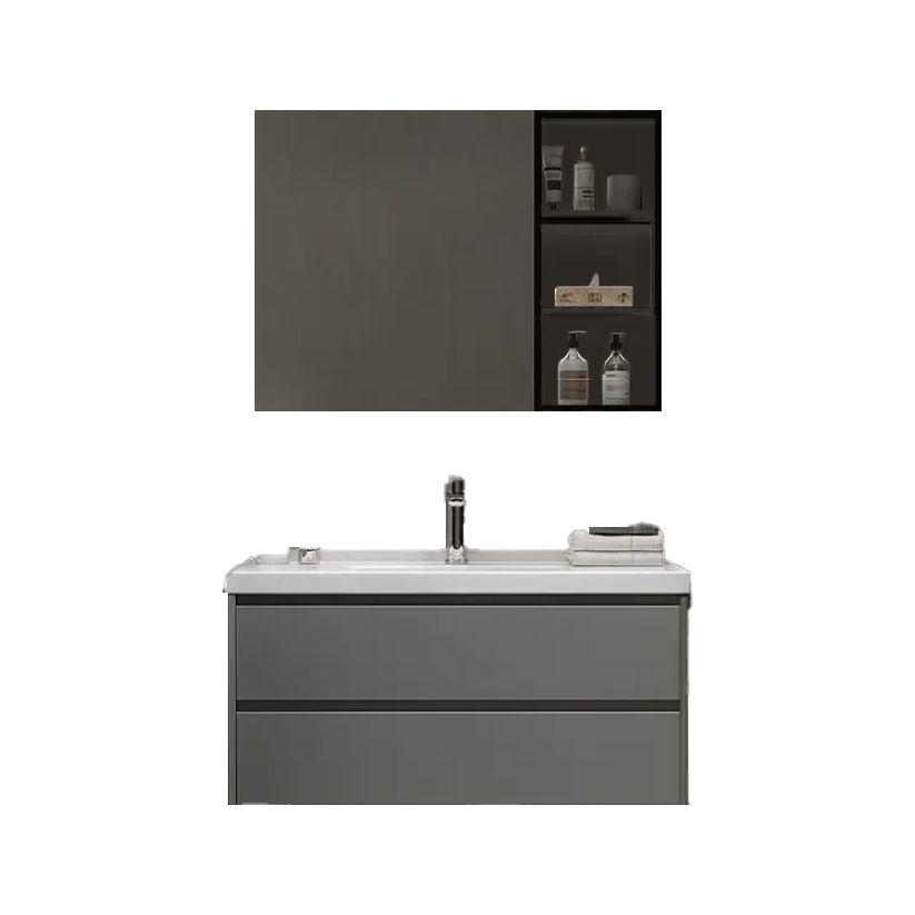 Modern Vanity Rectangular Dark Gray Single Ceramic Top Sink Vanity Clearhalo 'Bathroom Remodel & Bathroom Fixtures' 'Bathroom Vanities' 'bathroom_vanities' 'Home Improvement' 'home_improvement' 'home_improvement_bathroom_vanities' 1200x1200_35ed9792-3e92-4118-8827-ae0a27c9b3e9