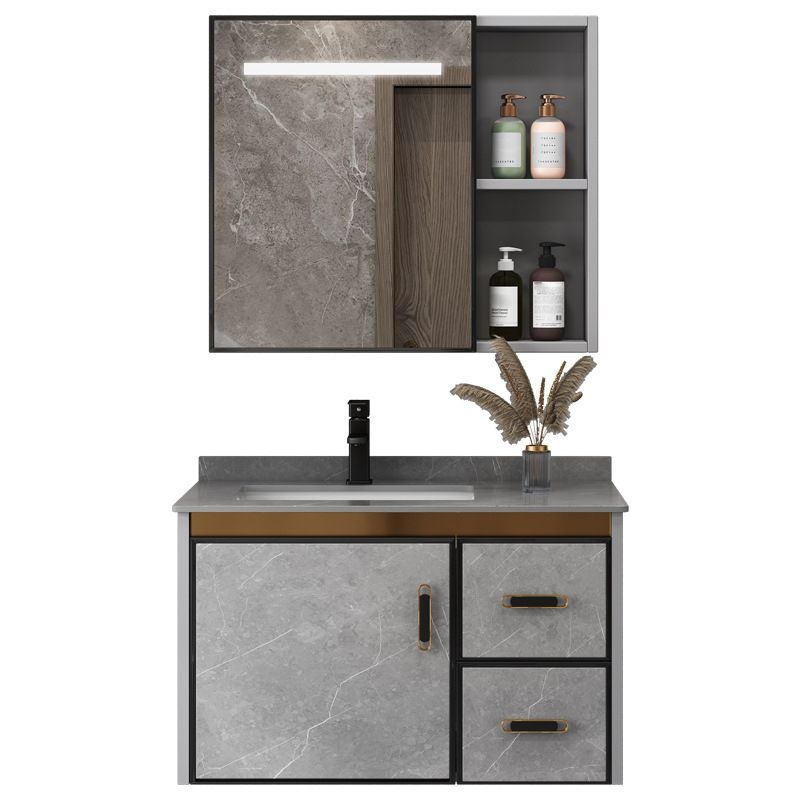 Single Sink Bathroom Vanity Rectangle Grey Wall Mount Bath Vanity Set with Mirror Clearhalo 'Bathroom Remodel & Bathroom Fixtures' 'Bathroom Vanities' 'bathroom_vanities' 'Home Improvement' 'home_improvement' 'home_improvement_bathroom_vanities' 1200x1200_3633d8c7-7849-4ceb-82ac-0d4c6c8958b4