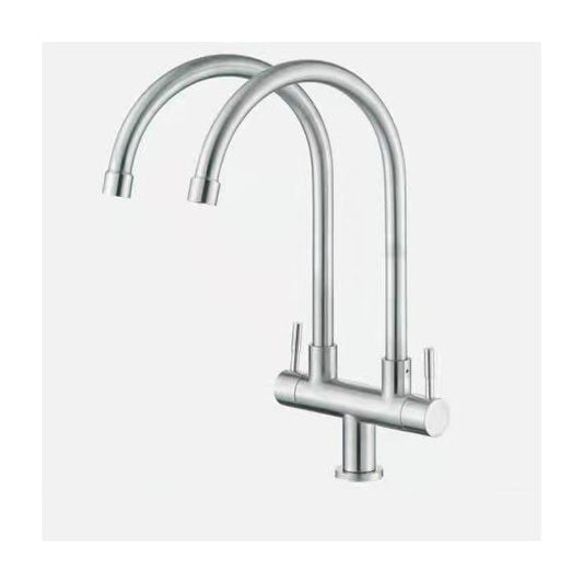 Double Handle Kitchen Faucet 2-Function Faucet with Deck Plate Clearhalo 'Home Improvement' 'home_improvement' 'home_improvement_kitchen_faucets' 'Kitchen Faucets' 'Kitchen Remodel & Kitchen Fixtures' 'Kitchen Sinks & Faucet Components' 'kitchen_faucets' 1200x1200_363f1edc-f0ae-4f31-85cb-3775e7c02d33