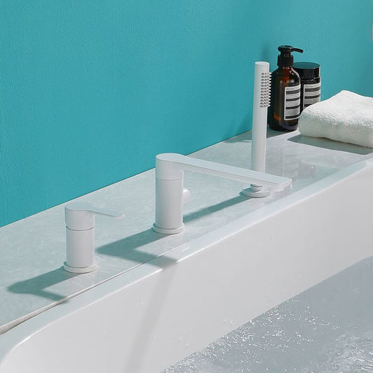 Modern Swivel Bath Faucet Solid Color Deck-Mount Bathroom Faucet Clearhalo 'Bathroom Remodel & Bathroom Fixtures' 'Bathtub Faucets' 'bathtub_faucets' 'Home Improvement' 'home_improvement' 'home_improvement_bathtub_faucets' 1200x1200_364ba006-87e3-4a2b-a295-4c1705b4fa20