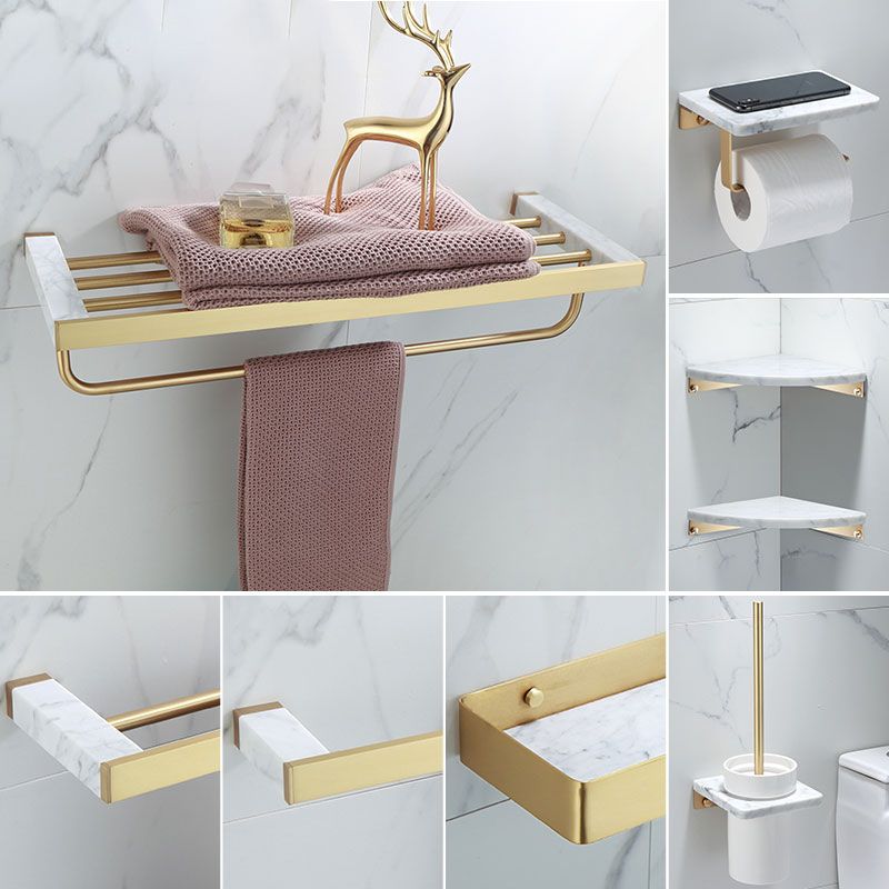 Polished Brass Bathroom Accessory Set Marble Bathroom Hardware Clearhalo 'Bathroom Hardware Sets' 'Bathroom Hardware' 'Bathroom Remodel & Bathroom Fixtures' 'bathroom_hardware_sets' 'Home Improvement' 'home_improvement' 'home_improvement_bathroom_hardware_sets' 1200x1200_3660dfc3-86f1-4396-848f-b6ef53cdb2cf