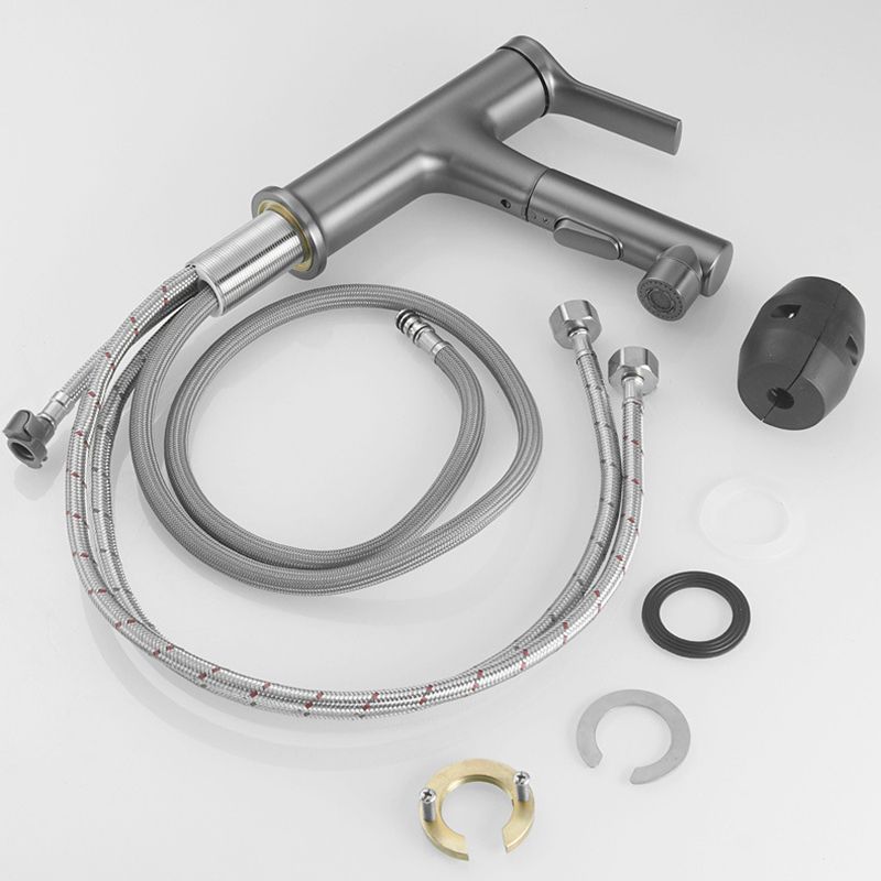 Modern Style Retractable Vessel Faucet Single-handle Low Arc Copper Vessel Faucet Clearhalo 'Bathroom Remodel & Bathroom Fixtures' 'Bathroom Sink Faucets' 'Bathroom Sinks & Faucet Components' 'bathroom_sink_faucets' 'Home Improvement' 'home_improvement' 'home_improvement_bathroom_sink_faucets' 1200x1200_367040e7-fc6b-45c6-848f-ad04e1bcdd1c