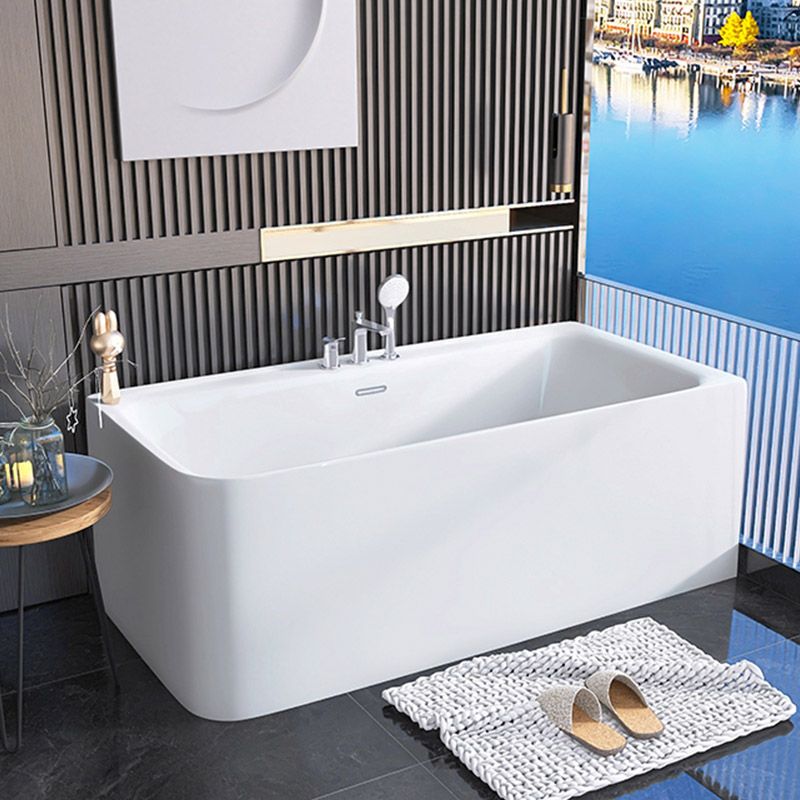 Modern Acrylic Rectangle Bathtub Soaking Back to Wall Bathtub with Drain and Overflow Trim Clearhalo 'Bathroom Remodel & Bathroom Fixtures' 'Bathtubs' 'Home Improvement' 'home_improvement' 'home_improvement_bathtubs' 'Showers & Bathtubs' 1200x1200_367ace72-3a74-4bb1-8d66-03f82931fbd8