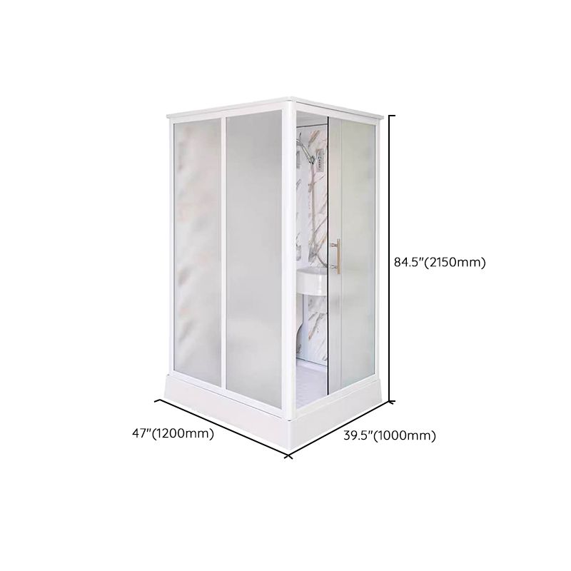 Framed Single Sliding Shower Kit Rectangle Frosted Shower Stall Clearhalo 'Bathroom Remodel & Bathroom Fixtures' 'Home Improvement' 'home_improvement' 'home_improvement_shower_stalls_enclosures' 'Shower Stalls & Enclosures' 'shower_stalls_enclosures' 'Showers & Bathtubs' 1200x1200_367c63a1-c4e3-45fa-94d6-7c6fcbd189b1