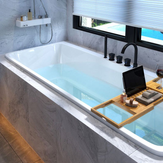 Modern Rectangular Drop-in Bathtub Acrylic White Bath Tub for Home Clearhalo 'Bathroom Remodel & Bathroom Fixtures' 'Bathtubs' 'Home Improvement' 'home_improvement' 'home_improvement_bathtubs' 'Showers & Bathtubs' 1200x1200_368585e3-c350-424f-90f3-4f836b4bae0f