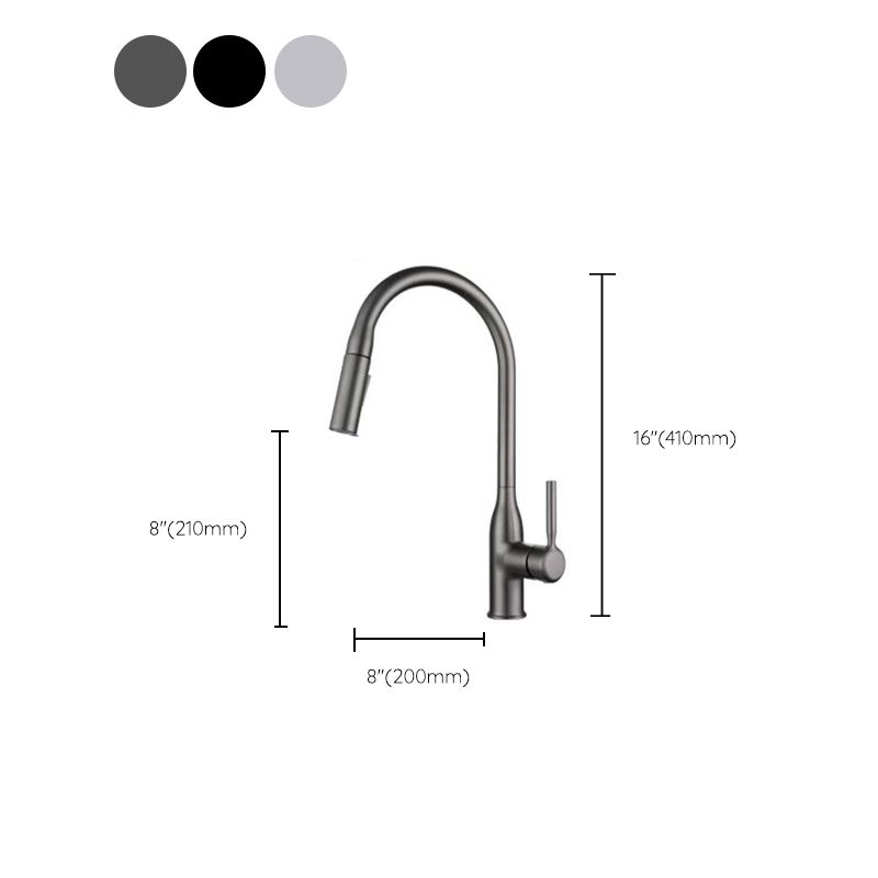 Modern Kitchen Faucet Pull down Sprayer Bar Faucet with Handle and Supply Line Clearhalo 'Home Improvement' 'home_improvement' 'home_improvement_kitchen_faucets' 'Kitchen Faucets' 'Kitchen Remodel & Kitchen Fixtures' 'Kitchen Sinks & Faucet Components' 'kitchen_faucets' 1200x1200_368e7371-208f-4377-868f-6290c30aa0d1