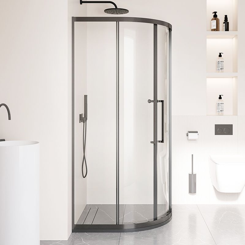Round Shower Enclosure Double Sliding Door Tempered Glass Shower Room Clearhalo 'Bathroom Remodel & Bathroom Fixtures' 'Home Improvement' 'home_improvement' 'home_improvement_shower_stalls_enclosures' 'Shower Stalls & Enclosures' 'shower_stalls_enclosures' 'Showers & Bathtubs' 1200x1200_36a22695-14f5-449f-9375-5b5675fceb3b