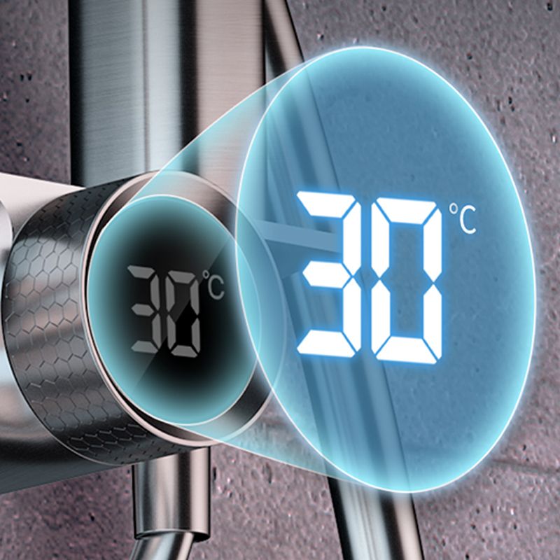 Grey Shower Set Intelligent Digital Display Thermostatic Full Copper Shower Head Clearhalo 'Bathroom Remodel & Bathroom Fixtures' 'Home Improvement' 'home_improvement' 'home_improvement_shower_faucets' 'Shower Faucets & Systems' 'shower_faucets' 'Showers & Bathtubs Plumbing' 'Showers & Bathtubs' 1200x1200_36cbc8a2-b4cd-4a31-8404-a10aa325a063