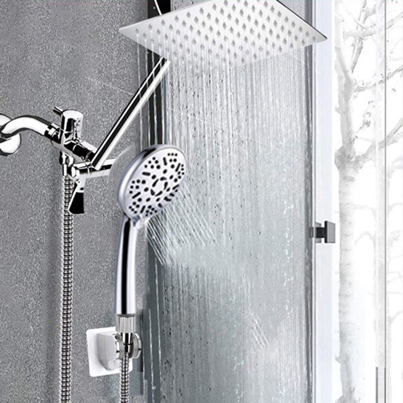 Modern Style Dual Shower Head 9-Spray Silver Wall-Mount Showerhead Clearhalo 'Bathroom Remodel & Bathroom Fixtures' 'Home Improvement' 'home_improvement' 'home_improvement_shower_heads' 'Shower Heads' 'shower_heads' 'Showers & Bathtubs Plumbing' 'Showers & Bathtubs' 1200x1200_36eb9c5b-107c-4f69-a707-bc429402aeaa