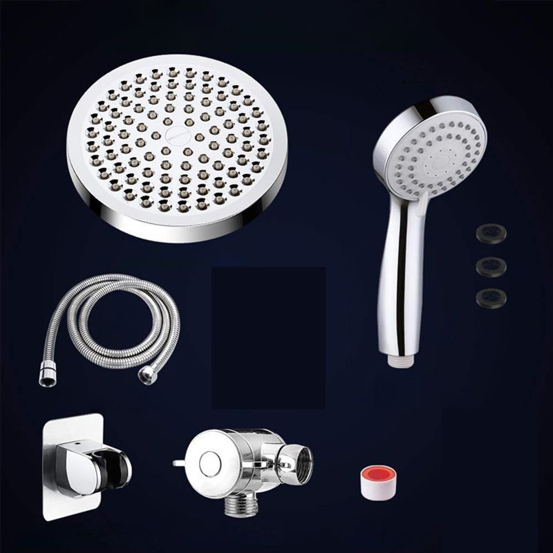 Silver Dual Shower Head with Hose Modern Style Wall-Mount Showerhead Clearhalo 'Bathroom Remodel & Bathroom Fixtures' 'Home Improvement' 'home_improvement' 'home_improvement_shower_heads' 'Shower Heads' 'shower_heads' 'Showers & Bathtubs Plumbing' 'Showers & Bathtubs' 1200x1200_37047bce-1cbc-475d-a3ef-5740be790176