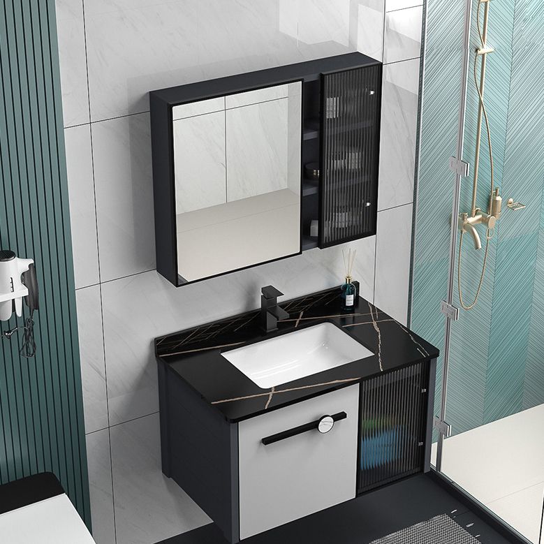 Metal Base Modern Bathroom Vanity Single Rectangular Wall Mount Vanity Set Clearhalo 'Bathroom Remodel & Bathroom Fixtures' 'Bathroom Vanities' 'bathroom_vanities' 'Home Improvement' 'home_improvement' 'home_improvement_bathroom_vanities' 1200x1200_370d10a3-dac6-4df0-8977-0b50aaff7dad