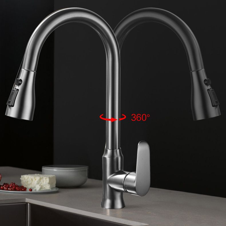 Modern Style Kitchen Faucet Brass 1-Handle High Arc Retractable Kitchen Faucet Clearhalo 'Home Improvement' 'home_improvement' 'home_improvement_kitchen_faucets' 'Kitchen Faucets' 'Kitchen Remodel & Kitchen Fixtures' 'Kitchen Sinks & Faucet Components' 'kitchen_faucets' 1200x1200_37133c8a-2e7e-4c9e-afbf-c155100513f6