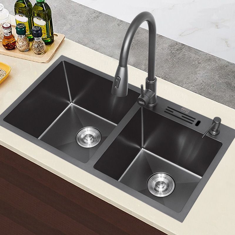 Classic Style Kitchen Sink Stainless Steel Kitchen Double Sink with Drain Strainer Kit Clearhalo 'Home Improvement' 'home_improvement' 'home_improvement_kitchen_sinks' 'Kitchen Remodel & Kitchen Fixtures' 'Kitchen Sinks & Faucet Components' 'Kitchen Sinks' 'kitchen_sinks' 1200x1200_376de36c-1de9-48a9-841f-8a3a6d71ee4a