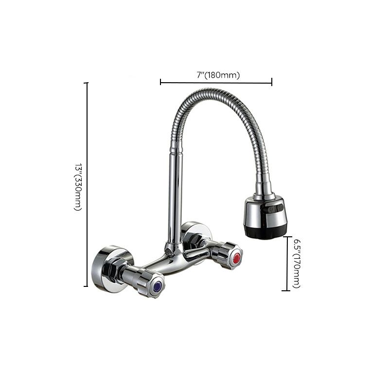Contemporary Two Handles Kitchen Faucet Pull-down Metal Wall-mounted Faucet Clearhalo 'Home Improvement' 'home_improvement' 'home_improvement_kitchen_faucets' 'Kitchen Faucets' 'Kitchen Remodel & Kitchen Fixtures' 'Kitchen Sinks & Faucet Components' 'kitchen_faucets' 1200x1200_37798081-d981-4a9d-8d40-c3135d8612c0