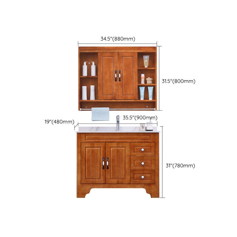 Traditional Wood Sink Vanity Freestanding Bathroom Vanity Set with Mirror Clearhalo 'Bathroom Remodel & Bathroom Fixtures' 'Bathroom Vanities' 'bathroom_vanities' 'Home Improvement' 'home_improvement' 'home_improvement_bathroom_vanities' 1200x1200_378df36b-0b76-4452-82df-705f622108d1