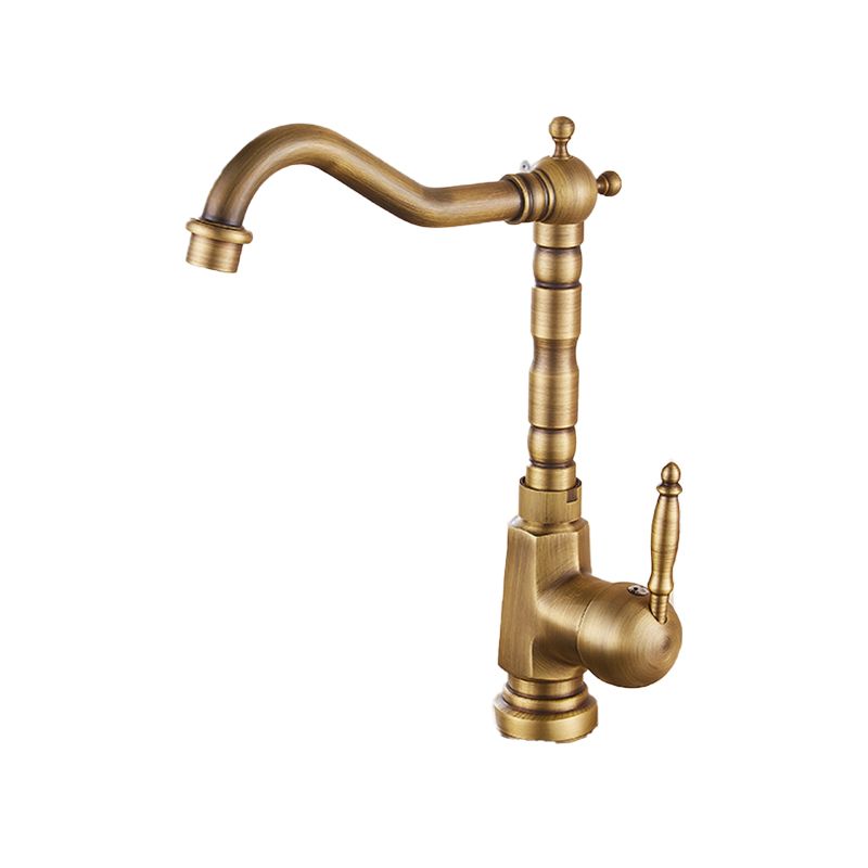 Traditional Standard Bar Faucet 1-Handle Kitchen Faucet in Gold Clearhalo 'Home Improvement' 'home_improvement' 'home_improvement_kitchen_faucets' 'Kitchen Faucets' 'Kitchen Remodel & Kitchen Fixtures' 'Kitchen Sinks & Faucet Components' 'kitchen_faucets' 1200x1200_37b3092c-3f28-4a79-a324-fdac2225e867