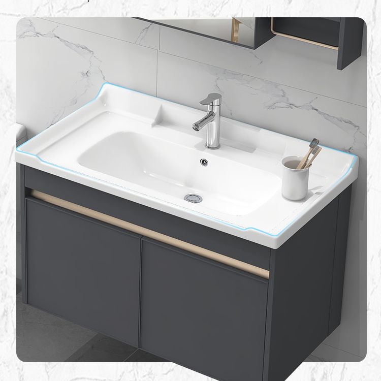 Modern Sink Vanity Wall Mount Gray Metal Base Single-Sink Oval Vanity Set Clearhalo 'Bathroom Remodel & Bathroom Fixtures' 'Bathroom Vanities' 'bathroom_vanities' 'Home Improvement' 'home_improvement' 'home_improvement_bathroom_vanities' 1200x1200_37eed01c-378c-4db3-bcc4-8f2bf79fca46