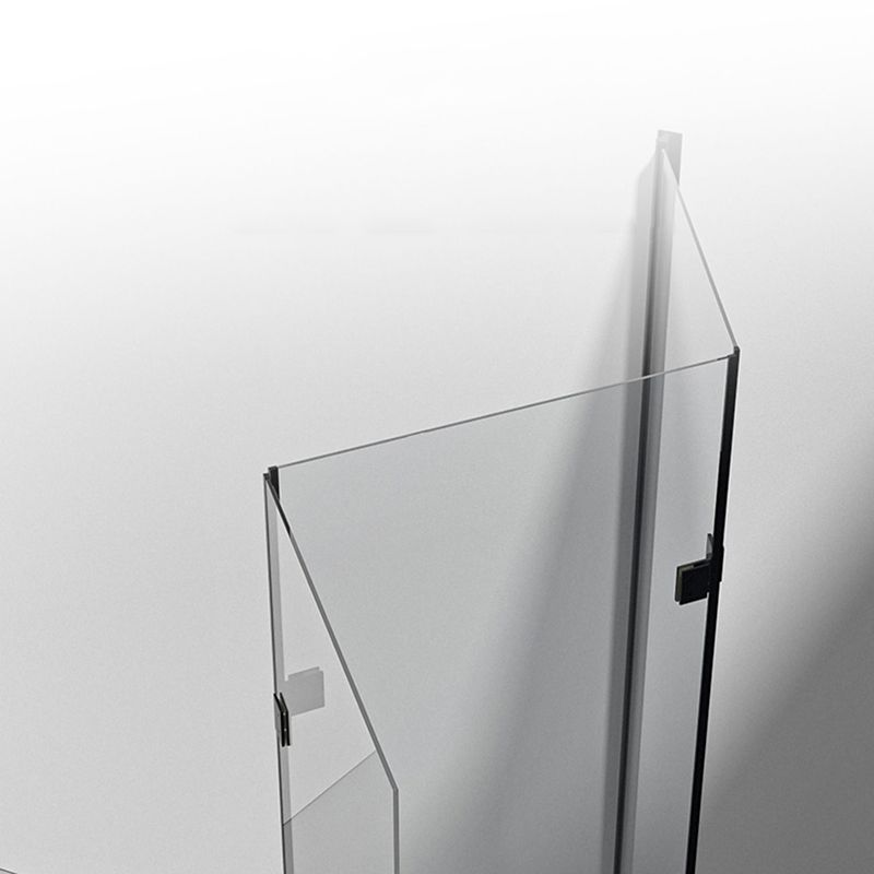 Black Folding Tempered Glass Shower Enclosure Transparent Shower Kit Clearhalo 'Bathroom Remodel & Bathroom Fixtures' 'Home Improvement' 'home_improvement' 'home_improvement_shower_stalls_enclosures' 'Shower Stalls & Enclosures' 'shower_stalls_enclosures' 'Showers & Bathtubs' 1200x1200_37efde4d-143c-403c-9e86-53b05e38e75f