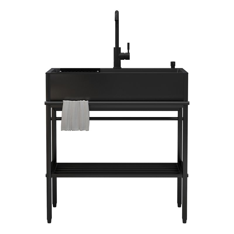 Modern Style Kitchen Sink All-in-one Black Kitchen Sink with Drain Assembly Clearhalo 'Home Improvement' 'home_improvement' 'home_improvement_kitchen_sinks' 'Kitchen Remodel & Kitchen Fixtures' 'Kitchen Sinks & Faucet Components' 'Kitchen Sinks' 'kitchen_sinks' 1200x1200_37fcf303-6f32-48f2-a7ec-ee7d989ea756