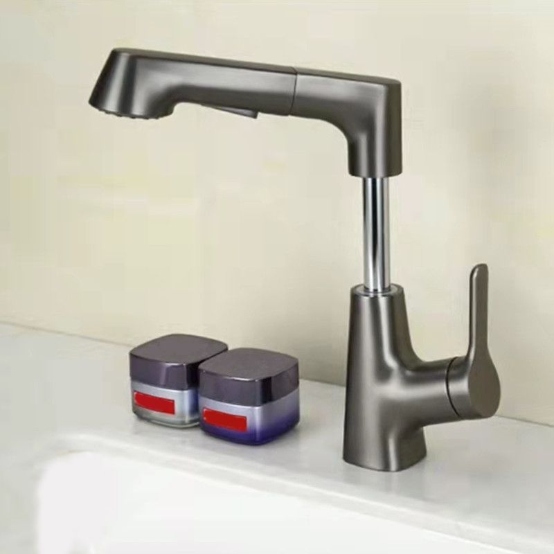 Centerset Sink Faucet Contemporary Pull-out Faucet with Single Handle Clearhalo 'Bathroom Remodel & Bathroom Fixtures' 'Bathroom Sink Faucets' 'Bathroom Sinks & Faucet Components' 'bathroom_sink_faucets' 'Home Improvement' 'home_improvement' 'home_improvement_bathroom_sink_faucets' 1200x1200_38066117-bfc3-41b9-9f6e-10f273f9843d