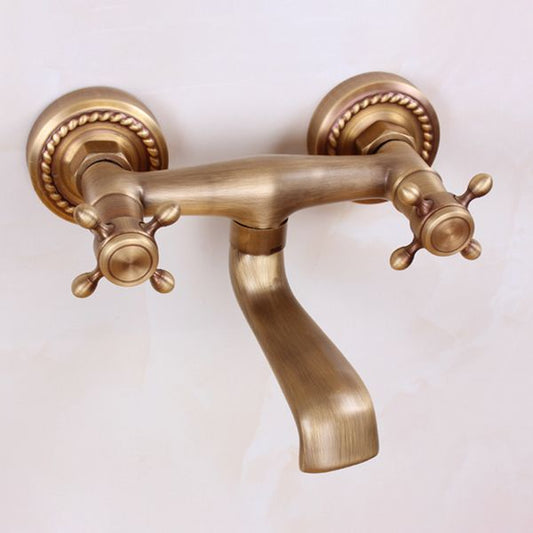 Traditional Wall Mounted Metal Tub Filler Double Handles Waterfall Tub Faucet Trim Clearhalo 'Bathroom Remodel & Bathroom Fixtures' 'Bathtub Faucets' 'bathtub_faucets' 'Home Improvement' 'home_improvement' 'home_improvement_bathtub_faucets' 1200x1200_380741c4-887b-4e5b-9beb-36073e8d8025