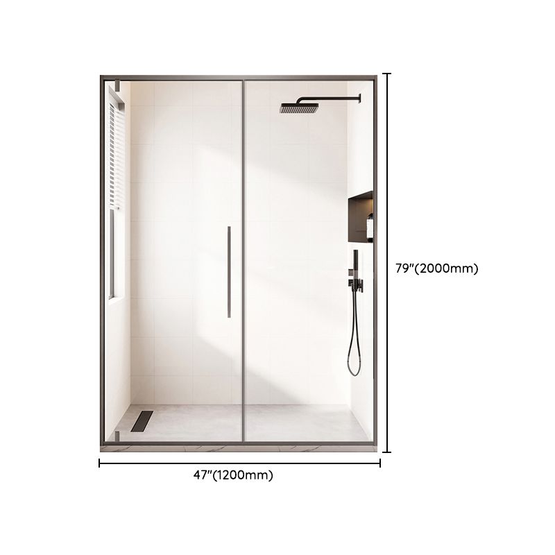 Pivot Shower Door Gray Semi Frameless Clear Glass Shower Screen Clearhalo 'Bathroom Remodel & Bathroom Fixtures' 'Home Improvement' 'home_improvement' 'home_improvement_shower_tub_doors' 'Shower and Tub Doors' 'shower_tub_doors' 'Showers & Bathtubs' 1200x1200_380e9eed-b45d-4d3c-9eee-d332be02ea28