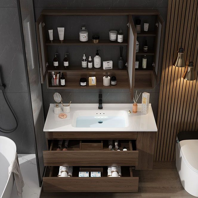 Wall Mount Mirror Included Sink Vanity with Faucet Drawers for Bathroom Clearhalo 'Bathroom Remodel & Bathroom Fixtures' 'Bathroom Vanities' 'bathroom_vanities' 'Home Improvement' 'home_improvement' 'home_improvement_bathroom_vanities' 1200x1200_381d3b77-eaad-4d1d-8af0-2bb721e3421a