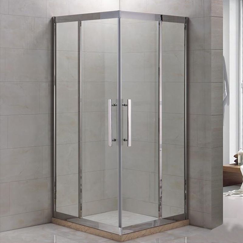 Framed Double Sliding Shower Enclosure Square Matt Black Shower Enclosure Clearhalo 'Bathroom Remodel & Bathroom Fixtures' 'Home Improvement' 'home_improvement' 'home_improvement_shower_stalls_enclosures' 'Shower Stalls & Enclosures' 'shower_stalls_enclosures' 'Showers & Bathtubs' 1200x1200_381eb907-be68-43e9-9421-834631cc27c2