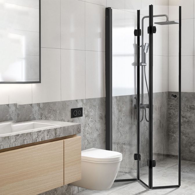 Folding Shower Screen Semi Frameless Tempered Glass Shower Screen Clearhalo 'Bathroom Remodel & Bathroom Fixtures' 'Home Improvement' 'home_improvement' 'home_improvement_shower_tub_doors' 'Shower and Tub Doors' 'shower_tub_doors' 'Showers & Bathtubs' 1200x1200_382eb16a-26ad-4431-a84b-d1d2837f89d9