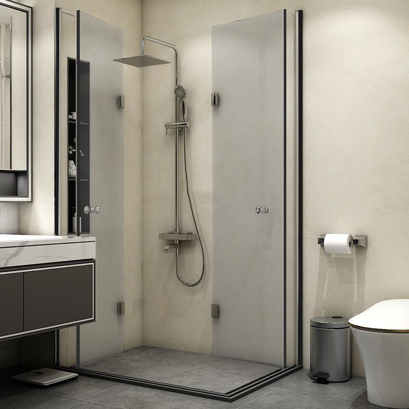 Modern Shower Stall Framed Corner Mounted Black Shower Enclosure Clearhalo 'Bathroom Remodel & Bathroom Fixtures' 'Home Improvement' 'home_improvement' 'home_improvement_shower_stalls_enclosures' 'Shower Stalls & Enclosures' 'shower_stalls_enclosures' 'Showers & Bathtubs' 1200x1200_3837988a-9874-41c1-9b79-59a39483b0de