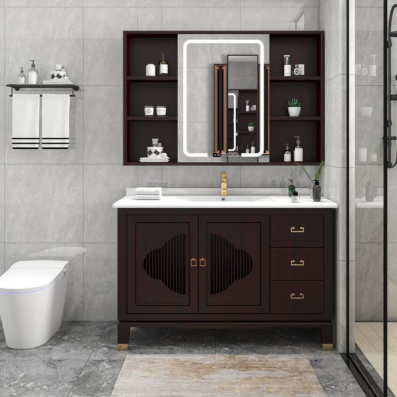 Traditional Bathroom Vanity Wood Standalone Cabinet and Shelving Included Vanity Set Clearhalo 'Bathroom Remodel & Bathroom Fixtures' 'Bathroom Vanities' 'bathroom_vanities' 'Home Improvement' 'home_improvement' 'home_improvement_bathroom_vanities' 1200x1200_3843b8cb-f642-4fa7-9ef0-cd7a12c87d37