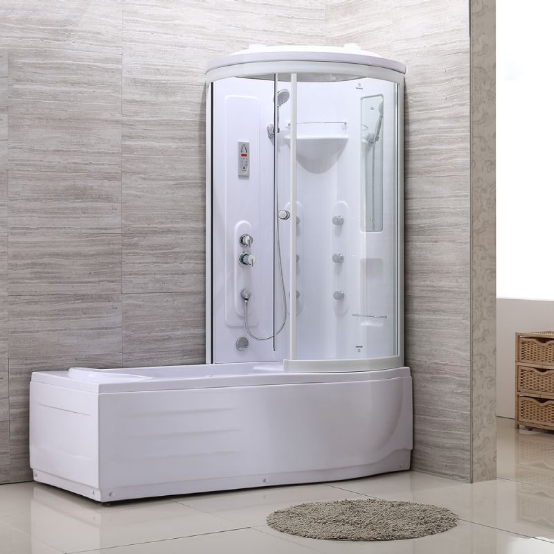 Rounded Tub & Shower Kit Clear Tempered Glass Tub & Shower Kit with Base Kit Clearhalo 'Bathroom Remodel & Bathroom Fixtures' 'Home Improvement' 'home_improvement' 'home_improvement_shower_stalls_enclosures' 'Shower Stalls & Enclosures' 'shower_stalls_enclosures' 'Showers & Bathtubs' 1200x1200_38500519-2ff8-4f4a-8f09-2ae98c7dec92