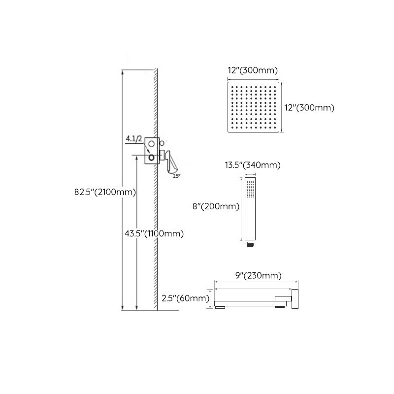 Matte Black Rain Shower System with Hand Shower Square Shower Set Clearhalo 'Bathroom Remodel & Bathroom Fixtures' 'Home Improvement' 'home_improvement' 'home_improvement_shower_faucets' 'Shower Faucets & Systems' 'shower_faucets' 'Showers & Bathtubs Plumbing' 'Showers & Bathtubs' 1200x1200_3863d202-87f2-44aa-a3c2-551d93b382bb