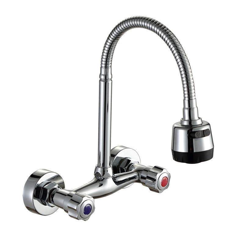 Contemporary Two Handles Kitchen Faucet Pull-down Metal Wall-mounted Faucet Clearhalo 'Home Improvement' 'home_improvement' 'home_improvement_kitchen_faucets' 'Kitchen Faucets' 'Kitchen Remodel & Kitchen Fixtures' 'Kitchen Sinks & Faucet Components' 'kitchen_faucets' 1200x1200_3867e560-7335-4fc7-afa2-50409db88860