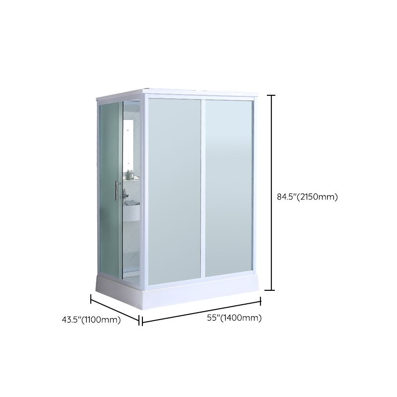 Shower Stall Semi-Frameless Single Sliding Rectangle White Frosted Shower Enclosure Clearhalo 'Bathroom Remodel & Bathroom Fixtures' 'Home Improvement' 'home_improvement' 'home_improvement_shower_stalls_enclosures' 'Shower Stalls & Enclosures' 'shower_stalls_enclosures' 'Showers & Bathtubs' 1200x1200_38857749-c912-4aa7-a1c1-8d75463c185f