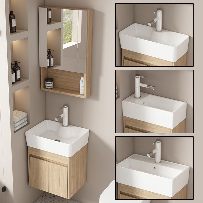 Basic Wooden Sink Vanity Wall-Mounted Vanity Cabinet with Mirror Cabinet Clearhalo 'Bathroom Remodel & Bathroom Fixtures' 'Bathroom Vanities' 'bathroom_vanities' 'Home Improvement' 'home_improvement' 'home_improvement_bathroom_vanities' 1200x1200_3886061a-cb42-4e29-9613-16370d5b10ed