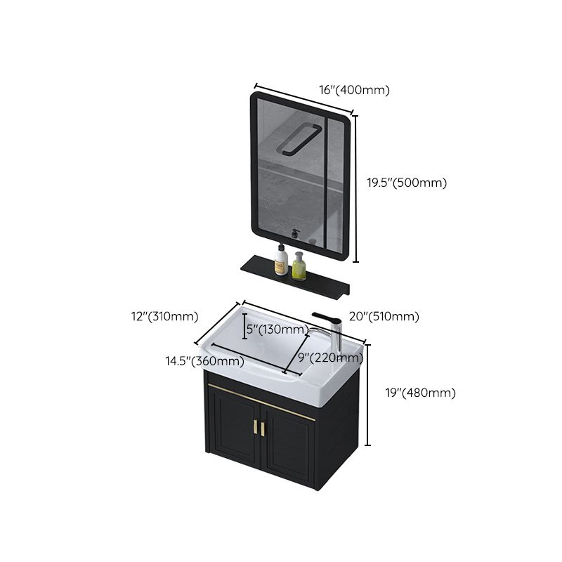 Ceramic Sink Vanity Glam Wall-Mounted Bathroom Vanity for Bathroom Clearhalo 'Bathroom Remodel & Bathroom Fixtures' 'Bathroom Vanities' 'bathroom_vanities' 'Home Improvement' 'home_improvement' 'home_improvement_bathroom_vanities' 1200x1200_388d1a85-b022-4fb1-884e-92b00e1cd39f