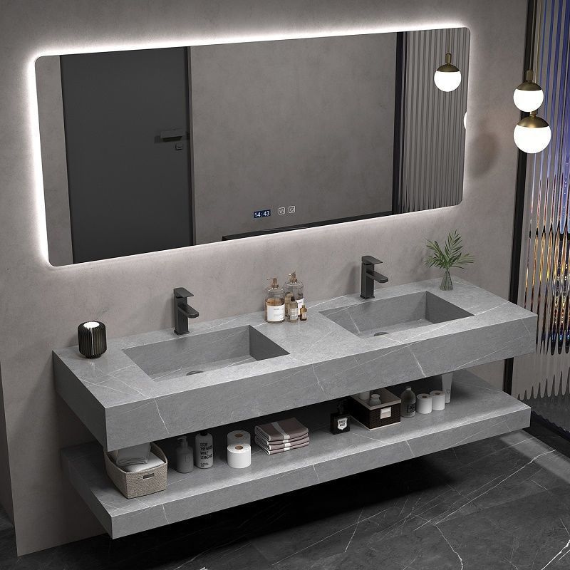 Modern Sink Vanity Wall Mounted Standard Bathroom Vanity with Mirror Clearhalo 'Bathroom Remodel & Bathroom Fixtures' 'Bathroom Vanities' 'bathroom_vanities' 'Home Improvement' 'home_improvement' 'home_improvement_bathroom_vanities' 1200x1200_38988401-f017-4e8d-9901-775f15d383ee