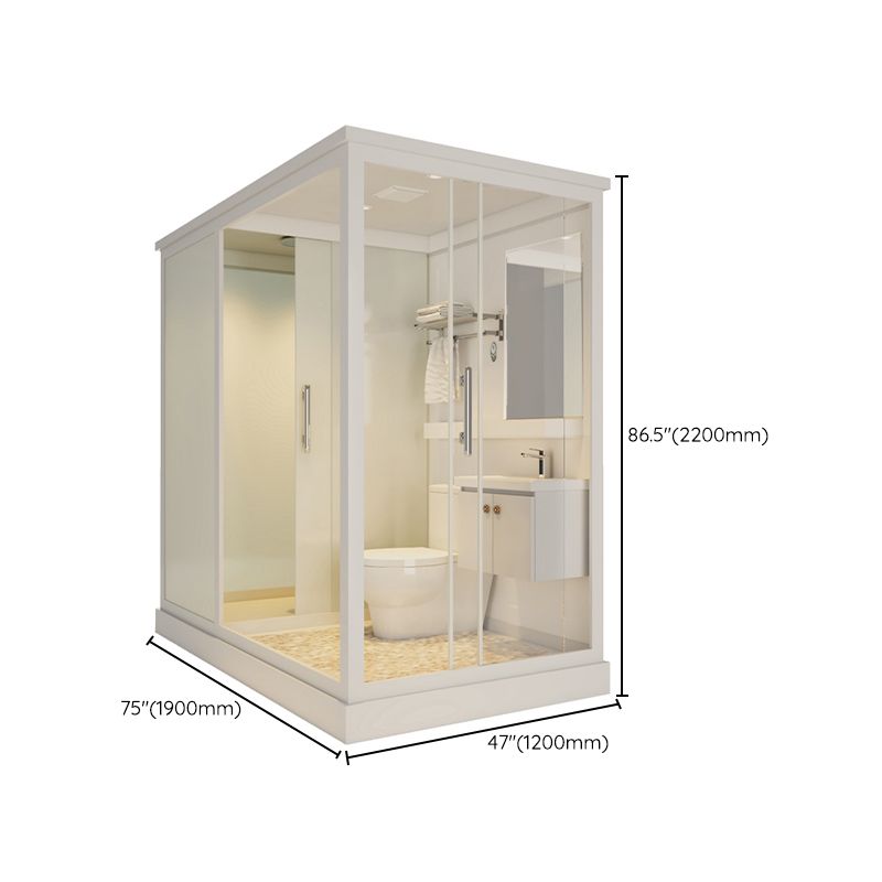 Framed Tempered Glass Shower Kit Included Framed Shower Stall in White without Toilet Clearhalo 'Bathroom Remodel & Bathroom Fixtures' 'Home Improvement' 'home_improvement' 'home_improvement_shower_stalls_enclosures' 'Shower Stalls & Enclosures' 'shower_stalls_enclosures' 'Showers & Bathtubs' 1200x1200_38b7a3c4-6fe5-4c39-9a84-336114a8eab1