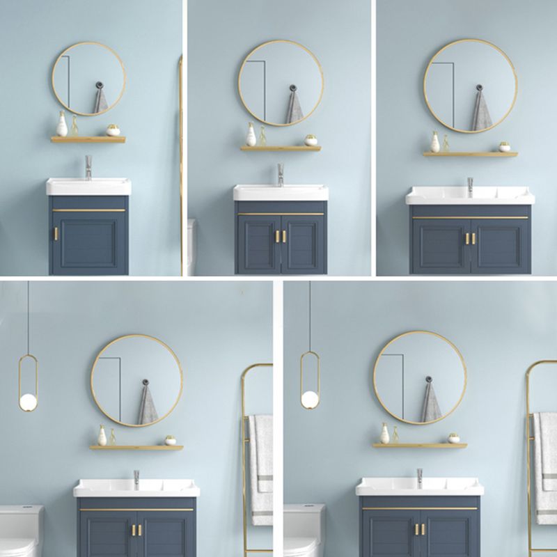 Blue Rectangle Vanity Set Metal Frame Wall-Mounted 2 Doors Mirror Single Sink Bath Vanity Clearhalo 'Bathroom Remodel & Bathroom Fixtures' 'Bathroom Vanities' 'bathroom_vanities' 'Home Improvement' 'home_improvement' 'home_improvement_bathroom_vanities' 1200x1200_38fa5ca7-a6b4-42ae-b363-e6b2033e3c04