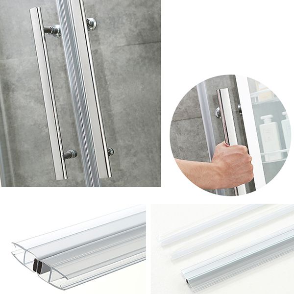 Tempered Glass Shower Kit Double Sliding Round Shower Kit with Shower Door Clearhalo 'Bathroom Remodel & Bathroom Fixtures' 'Home Improvement' 'home_improvement' 'home_improvement_shower_stalls_enclosures' 'Shower Stalls & Enclosures' 'shower_stalls_enclosures' 'Showers & Bathtubs' 1200x1200_3915b7d0-f67a-4315-9635-738654463cd8