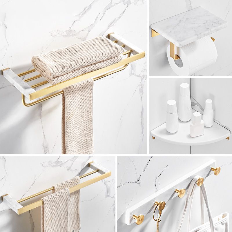 Metal and Marble Bathroom Accessory as Individual or as a Set in Gold Clearhalo 'Bathroom Hardware Sets' 'Bathroom Hardware' 'Bathroom Remodel & Bathroom Fixtures' 'bathroom_hardware_sets' 'Home Improvement' 'home_improvement' 'home_improvement_bathroom_hardware_sets' 1200x1200_3929af43-1865-4f57-b882-d1500911e6ed