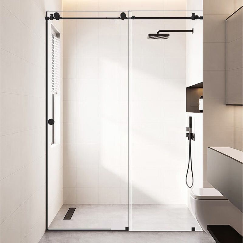 Transparent Pivot Shower Bath Door Tempered Semi-Frameless Shower Doors Clearhalo 'Bathroom Remodel & Bathroom Fixtures' 'Home Improvement' 'home_improvement' 'home_improvement_shower_tub_doors' 'Shower and Tub Doors' 'shower_tub_doors' 'Showers & Bathtubs' 1200x1200_39354623-a10b-47b3-8282-bdf27a8a1d4d