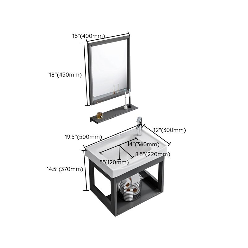 Vanity Sink Rectangular Ceramic Sink Drawer Storage Shelf Vanity Sink Clearhalo 'Bathroom Remodel & Bathroom Fixtures' 'Bathroom Vanities' 'bathroom_vanities' 'Home Improvement' 'home_improvement' 'home_improvement_bathroom_vanities' 1200x1200_39360494-9381-4b0e-a5a7-0a888604a9e3