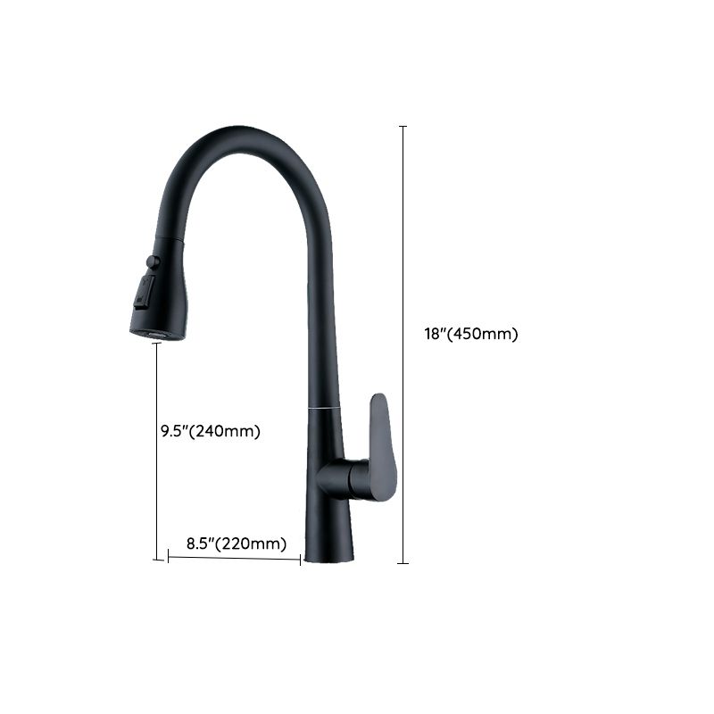 Modern Style Kitchen Faucet Copper Lever Handle Gooseneck Kitchen Faucet Clearhalo 'Home Improvement' 'home_improvement' 'home_improvement_kitchen_faucets' 'Kitchen Faucets' 'Kitchen Remodel & Kitchen Fixtures' 'Kitchen Sinks & Faucet Components' 'kitchen_faucets' 1200x1200_3950c8b0-2459-465b-b9c8-5c20e699974a