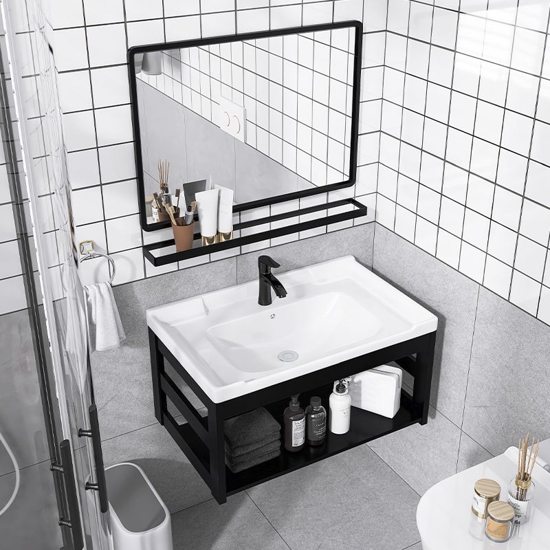 Contemporary Bathroom Sink Vanity Metal Wall-Mounted Bathroom Sink Vanity Clearhalo 'Bathroom Remodel & Bathroom Fixtures' 'Bathroom Vanities' 'bathroom_vanities' 'Home Improvement' 'home_improvement' 'home_improvement_bathroom_vanities' 1200x1200_398dad66-9682-490c-8bab-edae184adbfd