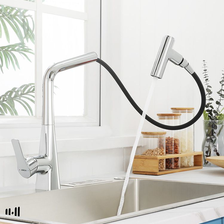 Contemporary Kitchen Bar Faucet Lead Free Swivel Spout with Pull Out Sprayer Clearhalo 'Home Improvement' 'home_improvement' 'home_improvement_kitchen_faucets' 'Kitchen Faucets' 'Kitchen Remodel & Kitchen Fixtures' 'Kitchen Sinks & Faucet Components' 'kitchen_faucets' 1200x1200_399b156c-4e95-42c7-bdcf-d74c9aa737c7