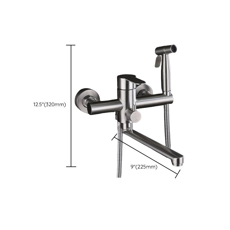 Wall Mounted Metal Tub Filler Low Arc Swivel Bathroom Faucet Clearhalo 'Bathroom Remodel & Bathroom Fixtures' 'Bathtub Faucets' 'bathtub_faucets' 'Home Improvement' 'home_improvement' 'home_improvement_bathtub_faucets' 1200x1200_39b3c507-a16c-44a1-a9f1-95bf0fb977bc