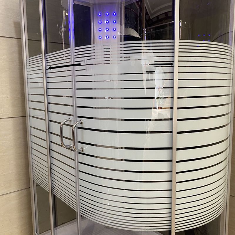 Double Sliding Rounded Shower Stall Tempered Glass Shower Stall with Hand Shower Clearhalo 'Bathroom Remodel & Bathroom Fixtures' 'Home Improvement' 'home_improvement' 'home_improvement_shower_stalls_enclosures' 'Shower Stalls & Enclosures' 'shower_stalls_enclosures' 'Showers & Bathtubs' 1200x1200_39bb9520-72c8-4363-8443-eb9590f8a3eb